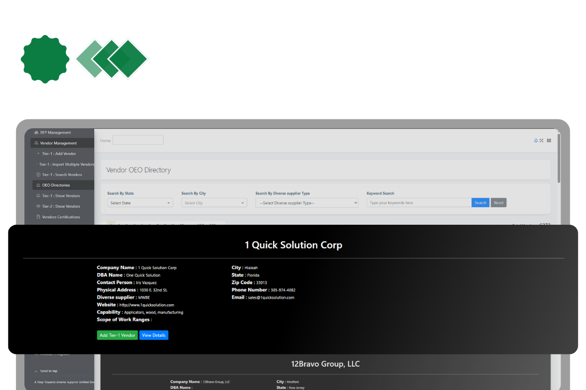 Searchable Vendor Directory